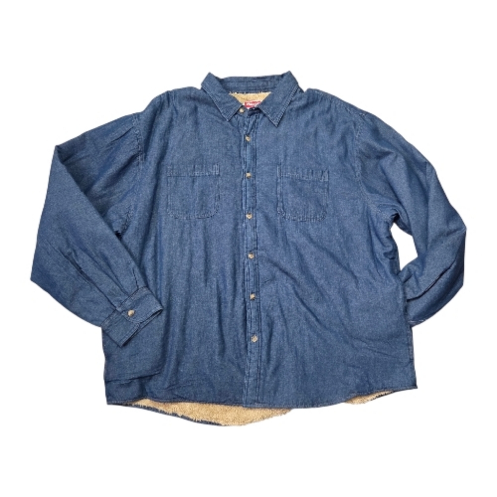 Wrangler Sherpa Lined Denim Shirt Jacket Men's 3XL/3TG Button Up with Pockets